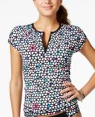 Anne Cole Locker Cap-sleeve Floral-print Active Rashguard Women's Swimsuit