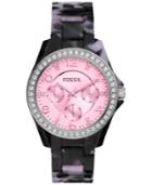 Fossil Women's Riley Black Tort Acetate Bracelet Watch 40mm Es4014