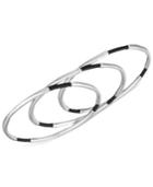 The Sak Silver-tone Black Thread Three-piece Bangle Bracelet Set