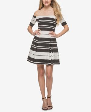Guess Striped Off-the-shoulder Dress
