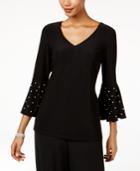Msk Imitation-pearl Bell-sleeve Blouse
