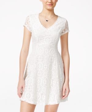 Sequin Hearts Juniors' Lace Fit & Flare Dress