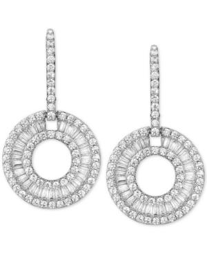 Cubic Zirconia Circle Drop Earrings In Sterling Silver