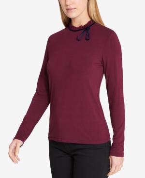 Tommy Hilfiger Ruffled Tie-neck Top, Created For Macy's