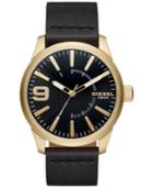 Diesel Men's Black Leather Strap Watch 46x53mm Dz1801