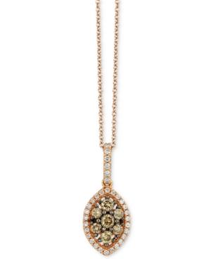 Le Vian Chocolatier Diamond Marquise Cluster 18 Pendant Necklace (1/2 Ct. T.w.) In 14k Rose Gold