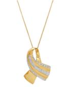Two-tone Ribbon Pendant 18 Necklace In 10k Gold