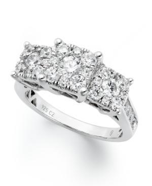 Three-stone Diamond Ring In 14k White Gold (1-1/2 Ct. T.w.)