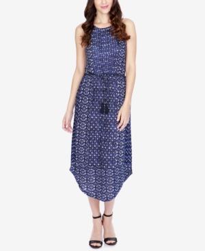Lucky Brand Printed Drawstring Midi Dress
