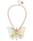 Betsey Johnson Rose Gold-tone Crystal & Stone Butterfly Pendant Necklace, 16 + 3 Extender