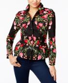 Inc International Concepts Floral-print Peplum Jacket, Only At Macy's