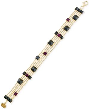 Sis By Simone I Smith Purple Crystal And Hematite Beaded Bracelet In 14k Gold Over Sterling Silver
