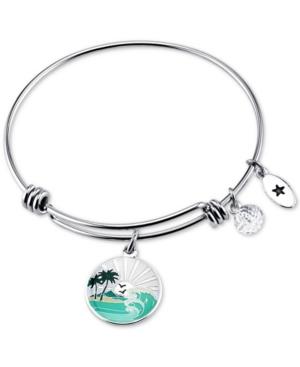 Unwritten Chase The Sunset Enamel Charm Bangle Bracelet In Stainless Steel