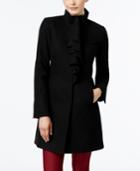 T Tahari Wool-blend Ruffled Walker Coat