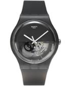 Swatch Unisex Swiss Dipblack Black Silicone Strap Watch 41mm Suob116