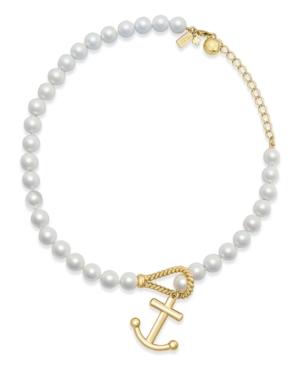 Kate Spade New York Gold-tone Imitation Pearl Anchor Pendant Necklace