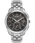 Bulova Men's Chronograph Curv Stainless Steel Bracelet Watch 45mm 96a186