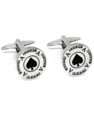 Sutton By Rhona Sutton Men's Silver-tone Poker Chip Cufflinks