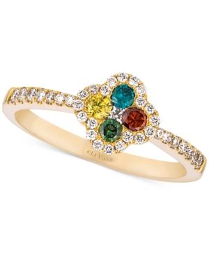 Le Vian Exotics Diamond Multicolor Floral Ring (3/8 Ct. T.w.) In 14k Gold