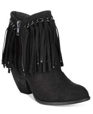 Not Rated Aadila Block Heel Fringe Ankle Booties Women's Shoes
