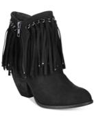 Not Rated Aadila Block Heel Fringe Ankle Booties Women's Shoes