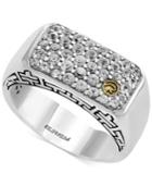 Effy Men's White Sapphire Cluster Ring (1-3/8 Ct. T.w.) In Sterling Silver & 18k Gold