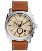 Fossil Men's Chronograph Machine Light Brown Leather Strap Watch 46mm Fs5131