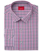 Alfani Men's Slim-fit Stretch Berry Black Triple Gingham Dress Shirt, Only At Macy's