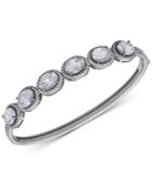 Nina Silver-tone Oval Crystal Hinge Bracelet