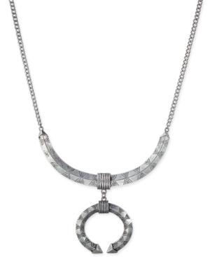 Silver-tone Open Disc Pendant Necklace