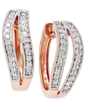 Diamond Open Hoop Earrings (1/4 Ct. T.w.) In 10k Rose Gold