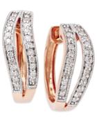 Diamond Open Hoop Earrings (1/4 Ct. T.w.) In 10k Rose Gold