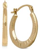 Ribbed-style Hoop Earrings In 10k Gold