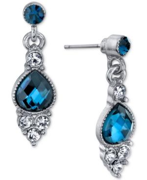 2028 Silver-tone Clear & Blue Crystal Drop Earrings, A Macy's Exclusive Style
