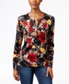 Karen Scott Floral-print Cardigan, Only At Macy's