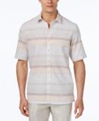 Tasso Elba Men's Linen Sunset Horizontal-stripe Short-sleeve Shirt, Classic Fit