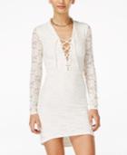 Material Girl Juniors' Long-sleeve Lace-up Bodycon Dress, Only At Macy's