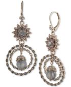 Marchesa Gold-tone Crystal Cluster & Stone Orbital Drop Earrings