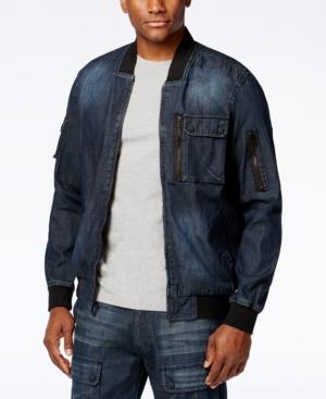 Sean John Men's Washed Denim Flight Jacket