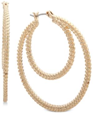 Nine West Textured Double Hoop Earrings
