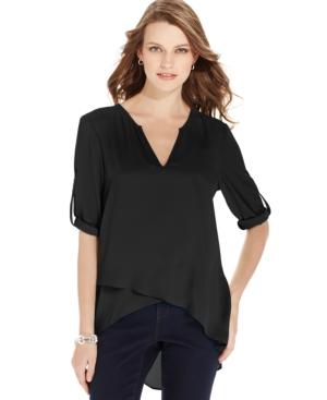 Karen Kane Asymmetrical Tiered-hem Top