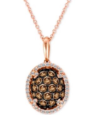Le Vian Chocolatier Diamond Oval Cluster 18 Pendant Necklace (3/4 Ct. T.w.) In 14k Rose Gold
