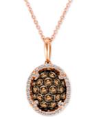 Le Vian Chocolatier Diamond Oval Cluster 18 Pendant Necklace (3/4 Ct. T.w.) In 14k Rose Gold