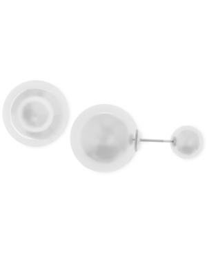 Anne Klein Silver-tone Front Back Stud Earrings