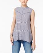 Style & Co Striped Mock-neck Top, Created For Macy's