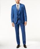 Hugo Boss Men's Slim-fit High Blue Textured Vested Suit