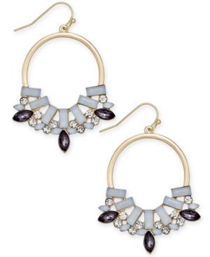 Inc International Concepts Gold-tone Crystal Gypsy Hoop Earrings, Only At Macy's