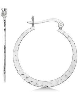 Giani Bernini Hammered Hoop Earrings In Sterling Silver, Created For Macy's