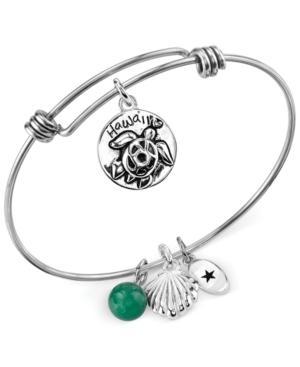 Unwritten Hawaii And Green Aventurine (8mm) Bangle Bracelet In Stainless Steel