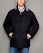 The Fur Vault Mens Shearling Lamb Notch-collar Coat